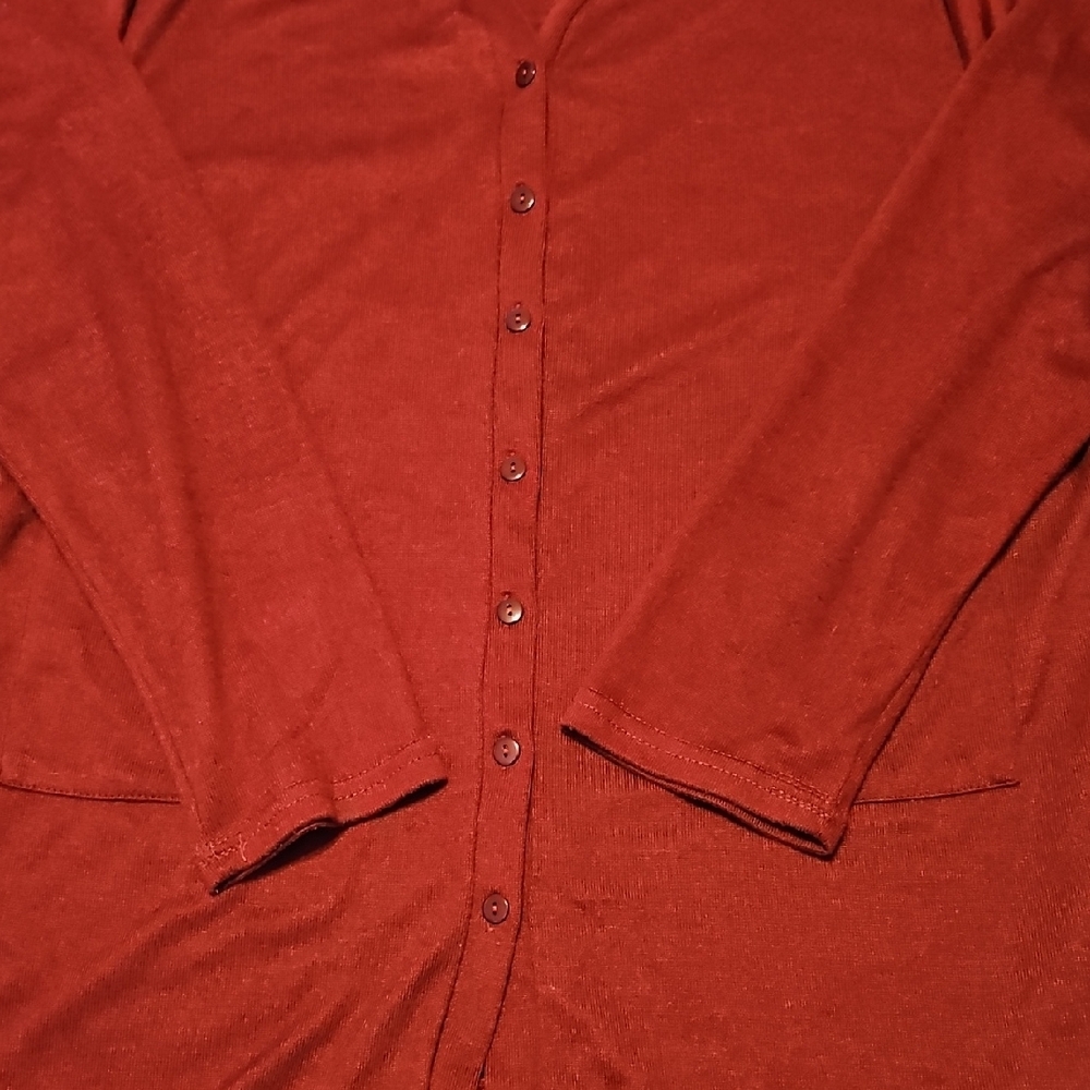 Red Button-Up Cardigan - Picture 3 of 7